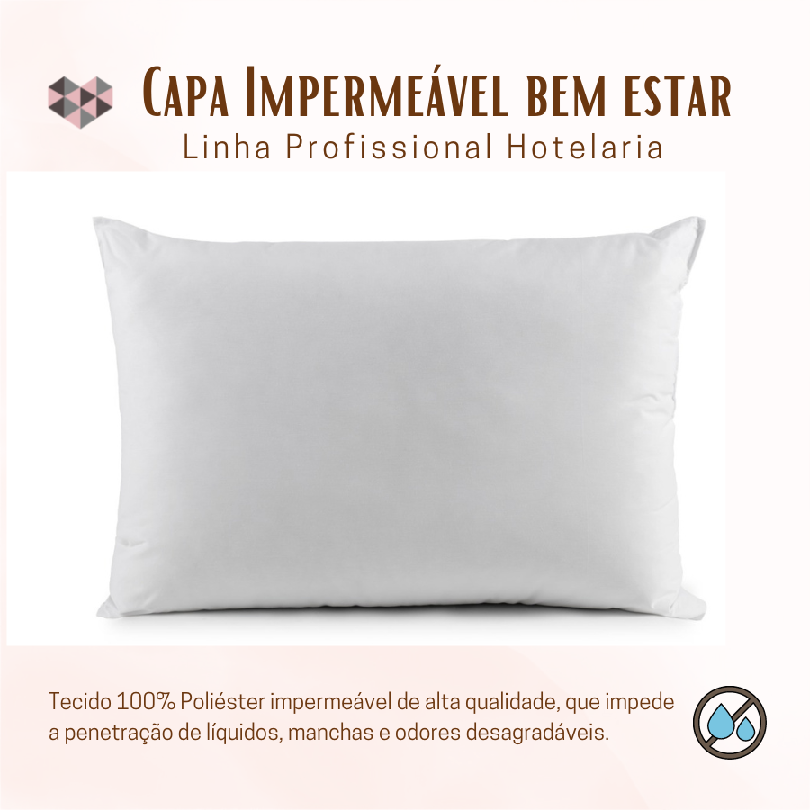 1 Pç Capa Protetora Impermeável Bem Estar Profissional Para Travesseiro 70x 50cm.