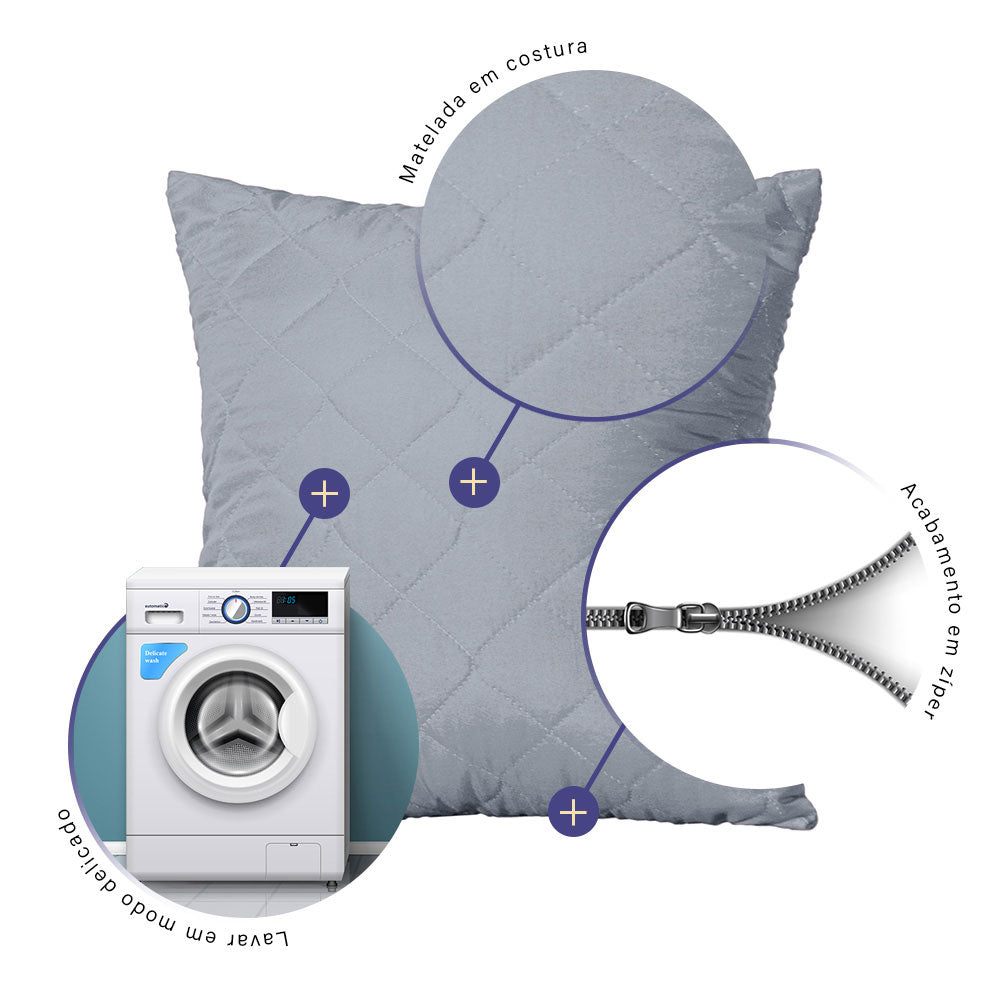 Capa de Almofada Matelada com Zíper 45cmx45cm