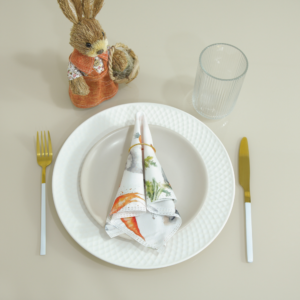 Kit 6 Guardanapos Essence Páscoa 35x35cm Microfibra Estampa Digital Mesa Posta Cenoura