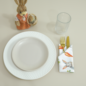 Kit 2 Guardanapos Essence Páscoa 35x35cm Microfibra Estampa Digital Mesa Posta Cenoura