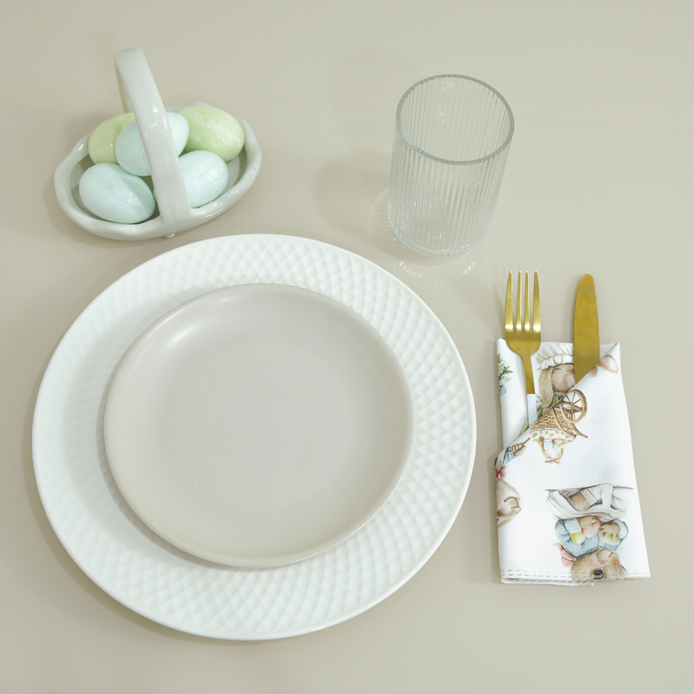 Kit 6 Guardanapos Essence Páscoa 35x35cm Microfibra Estampa Digital Mesa Posta Coelho - Imagem 2