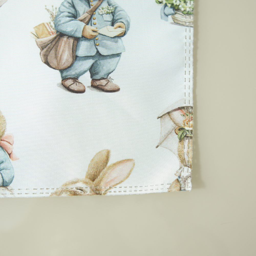 Kit 6 Guardanapos Essence Páscoa 35x35cm Microfibra Estampa Digital Mesa Posta Coelho - Imagem 3