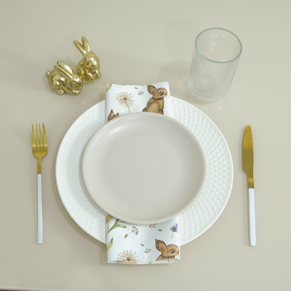 Kit 6 Guardanapos Essence Páscoa 35x35cm Microfibra Estampa Digital Mesa Posta Flor