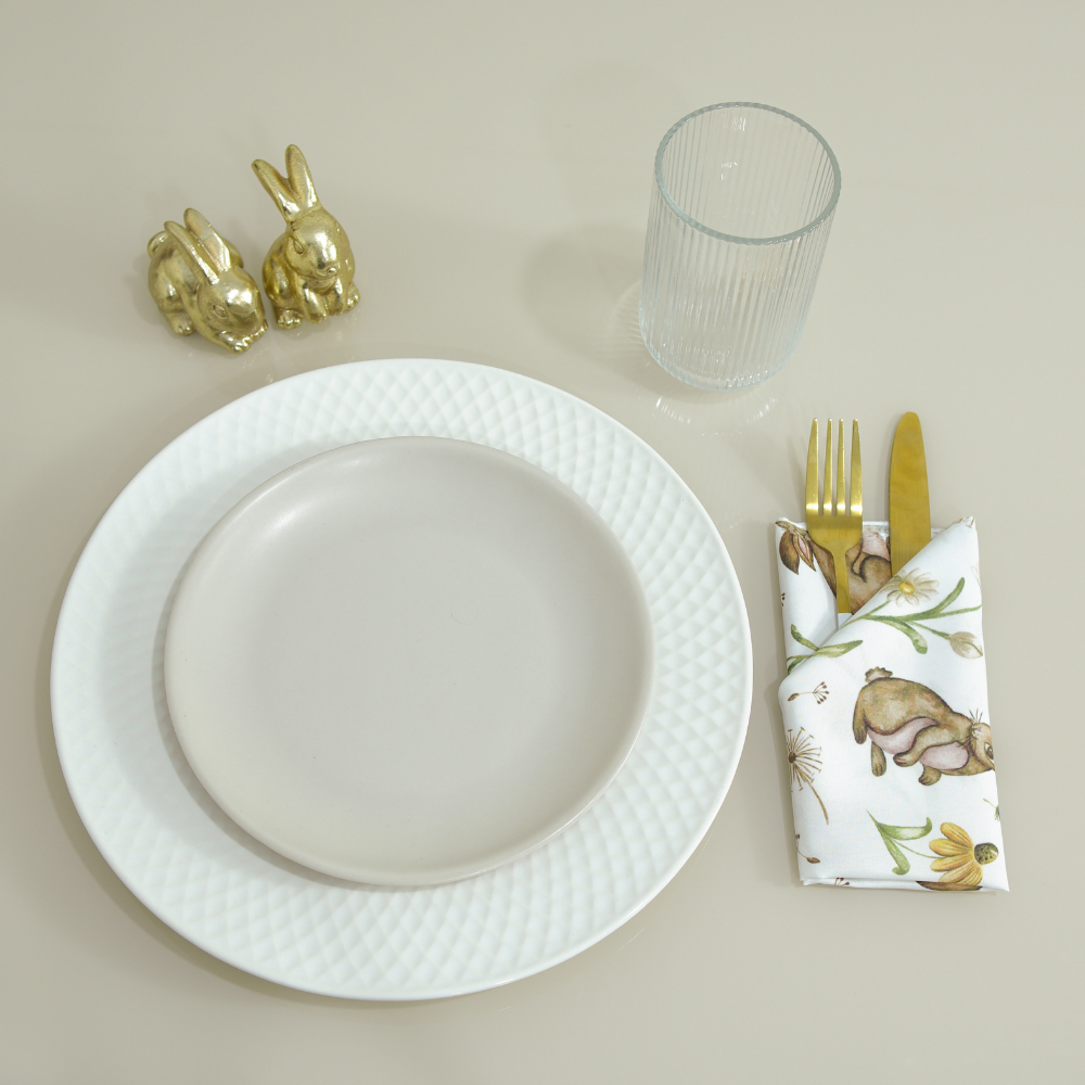 Kit 6 Guardanapos Essence Páscoa 35x35cm Microfibra Estampa Digital Mesa Posta Flor - Imagem 2