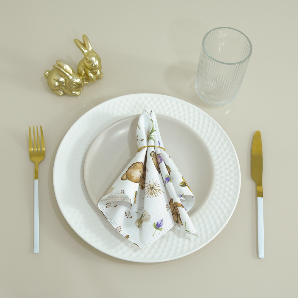 Kit 6 Guardanapos Essence Páscoa 35x35cm Microfibra Estampa Digital Mesa Posta Flor - Imagem 3