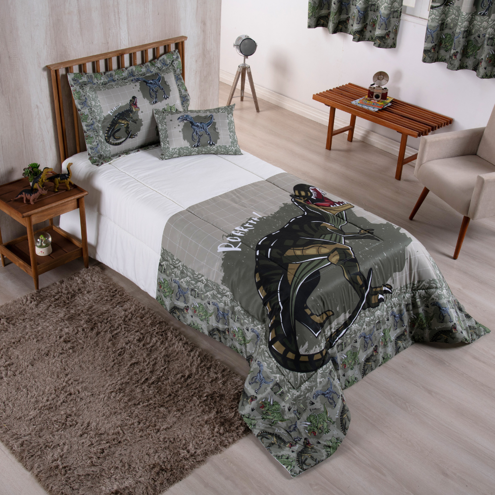 Kit Edredom Boy 4 peças Infanti/juvenil – Dino Conforto 300 fios e estampa que encanta! - Imagem 5