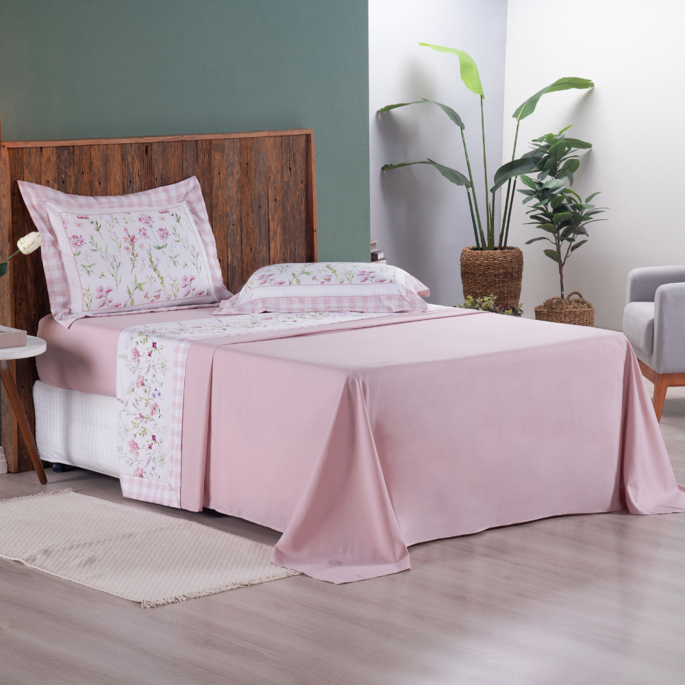 Jogo de Lençol Completo 4 Peças Queen Lily em Micropercal 300 Fios