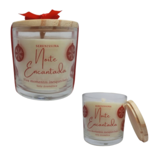 Vela Aromática Decorativa Natal Encantado com Pavio de Algodão e Cera de Coco 200gr Essência Premium