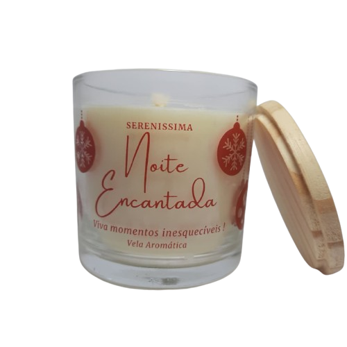 Vela Aromática Decorativa Natal Encantado com Pavio de Algodão e Cera de Coco 200gr Essência Premium - Imagem 2