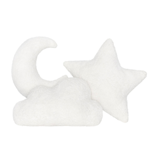 Kit 3 Pçs Almofada Decorativa Estrela Lua Nuvem Sherpa Soft Fofinha