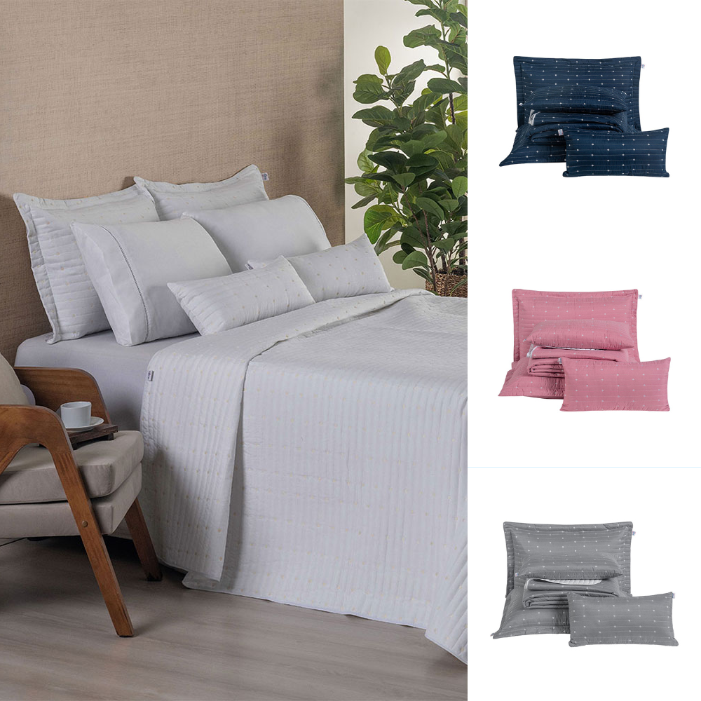 Kit 7 Pçs Cobre Leito Casal Padrão Urbany Hipercal 400 Fios Bordado