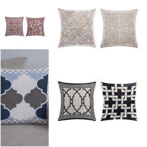 Capa de Almofada Grécia Jacquard 45x45cm Estampa Frente e Verso com Zíper