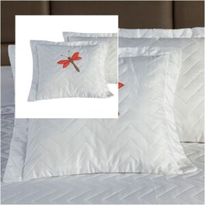 Kit 2 Pçs Capa de Almofada Libélula 45x45cm Matelada Bordada com Zíper