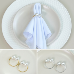 Kit 10 Pçs Anel para Guardanapo 10 Lugares Pérola Dupla Grande 4x3cm Argola